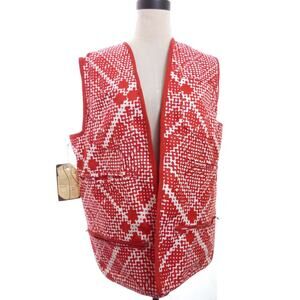 Red Hidden Pocket Vest Hideaway Charms Open Vest Medium Large
